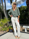 100% Linen Bella Ruffle Top | T313