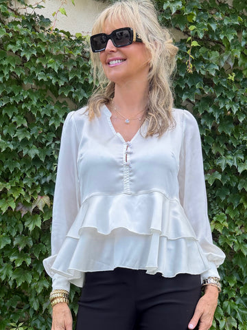 Slimming Silky Tiered Top | T375
