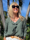 100% Linen Bella Ruffle Top | T313