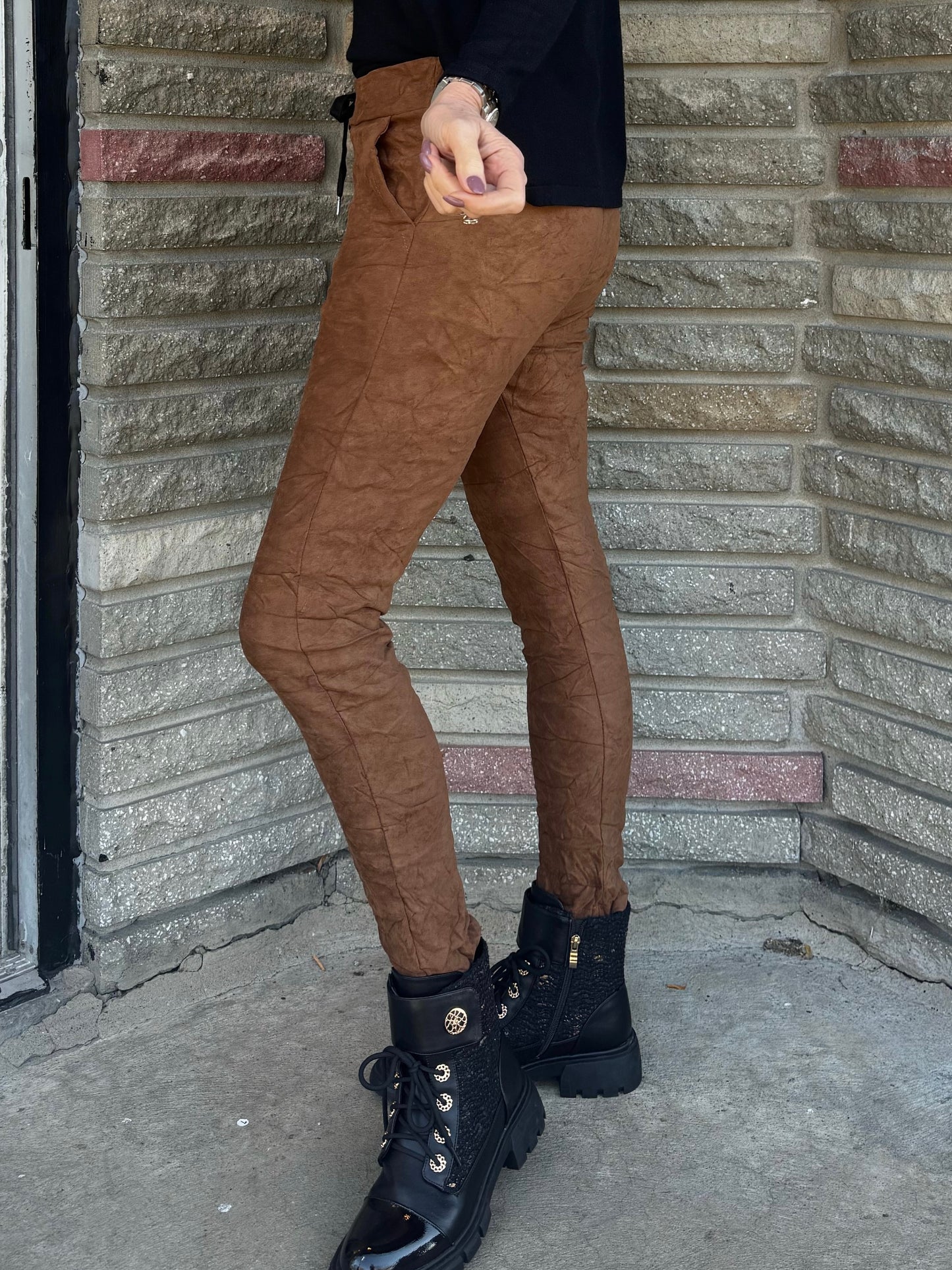 Italian Faux Suede Joggers | PA654