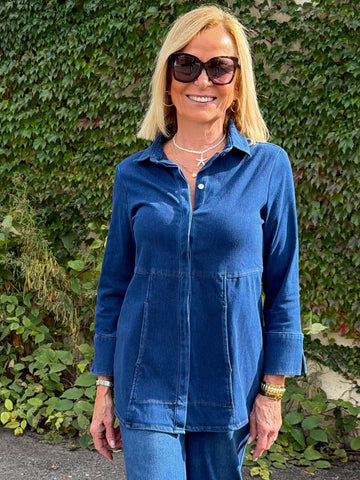 A-Line Flattering Denim Top | T388