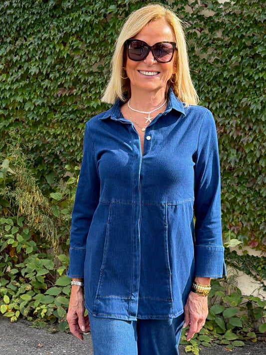 A-Line Flattering Denim Top | T388