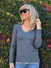 Cozy Contrast V-Neck Sweater | SW260