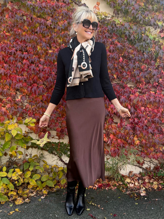 Edit 57 Satin Chocolate Brown Skirt | R309