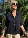 Elbow Sleeve Button Front Blouse | T283
