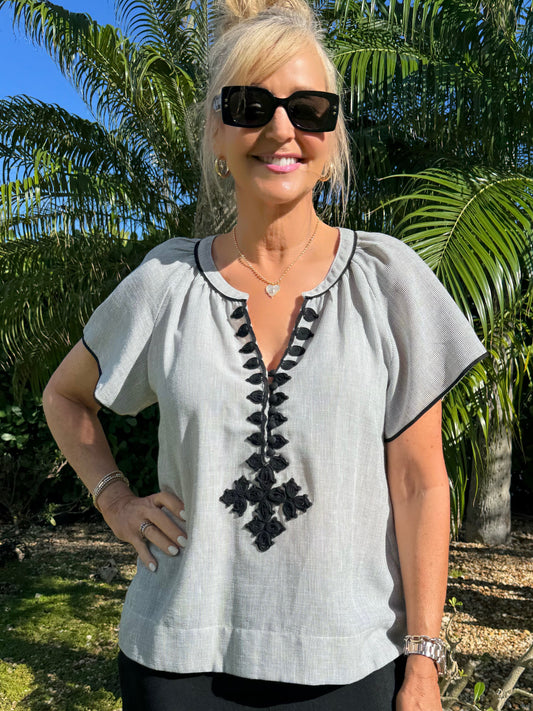 Cool Girl Contrast Detail Blouse | T284