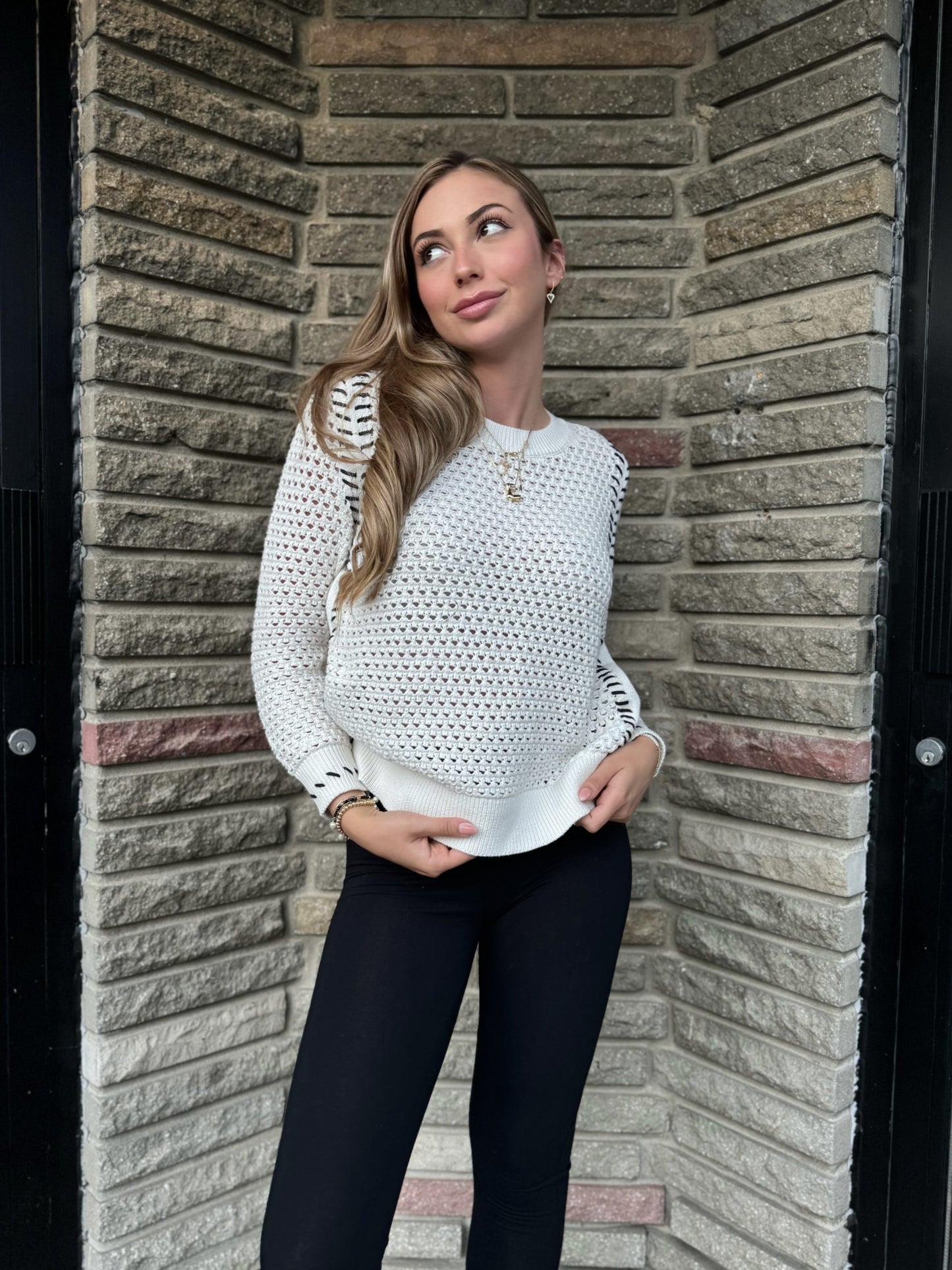 Open Stitch Crew Neck Sweater | T640