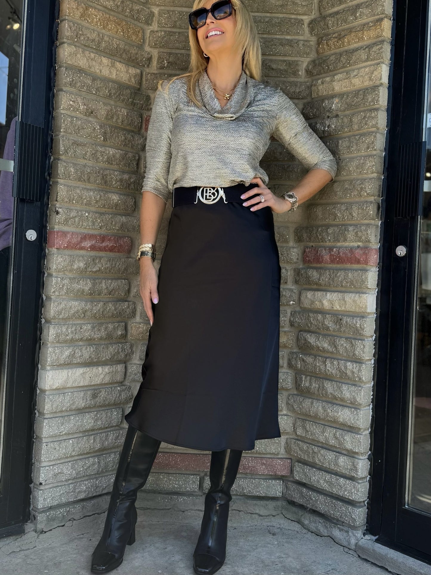 Pull-On Midi Skirt With Elastic Waist | SK606