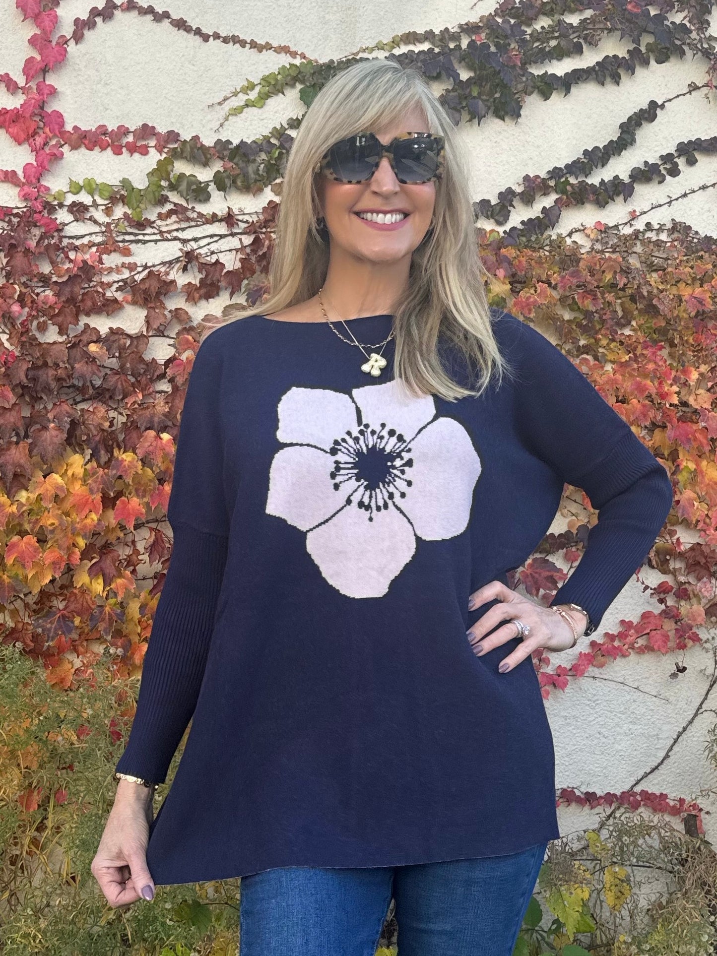 Luxury Knit Floral Tunic | T698