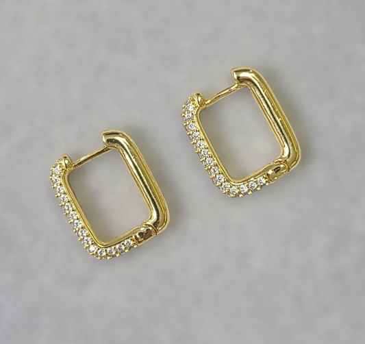 Square Pave Hoop Earring | BE133