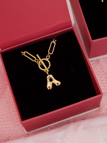 Bubble Initial Paperclip Necklace