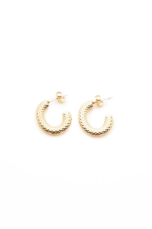 Textured Gold Hoop Earring | BE152