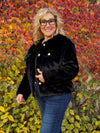 Faux Fur Jacket With Gold Buttons | JK259