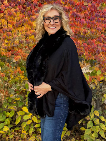 Faux Fur Fabulous Poncho | P203